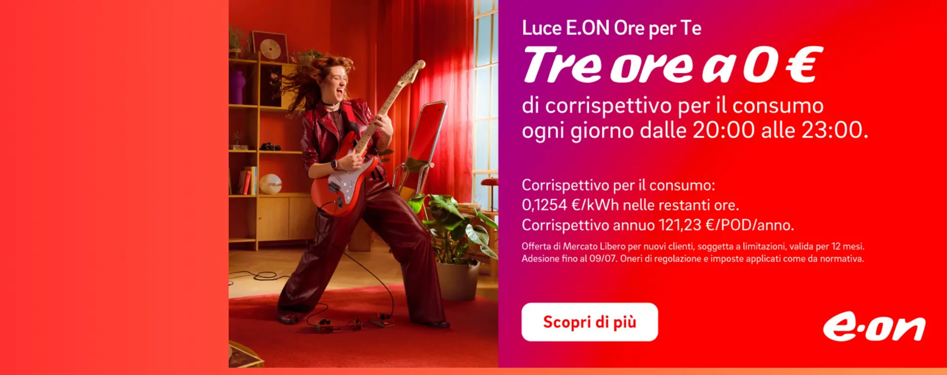 Ogni giorno, dalle 20:00 alle 23:00, il costo dei consumi è azzer